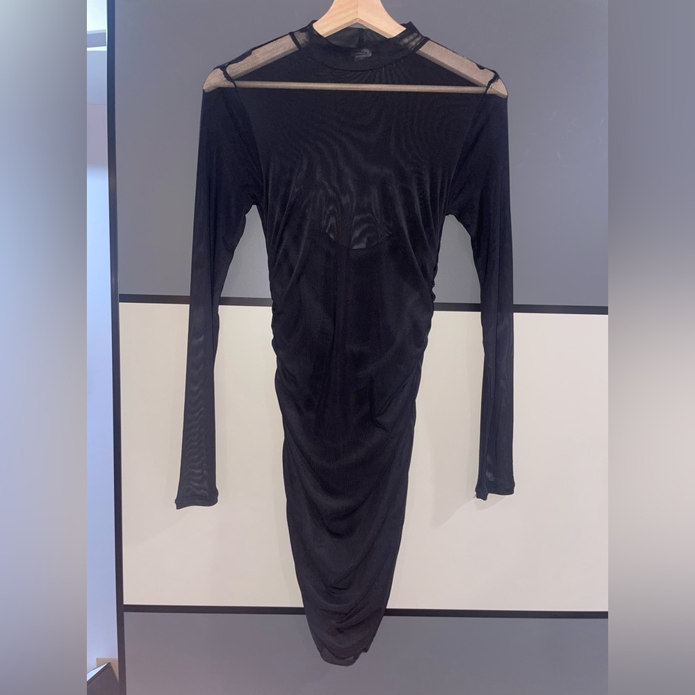 Black Midi Dress With Long Sleeves